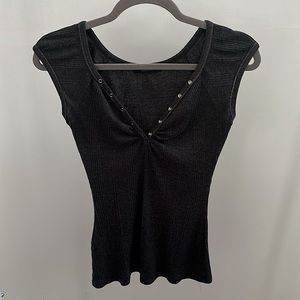 V-neck button down